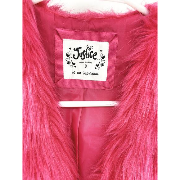 Girls Barbie Core Justice Bright Pink Faux Fur Vest Size 8 - Picture 2 of 6